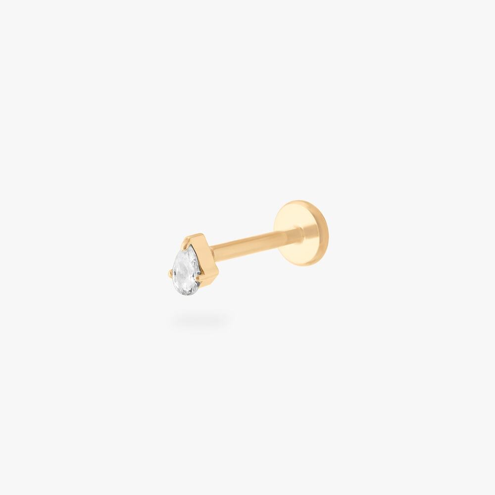 Studs Pear CZ Flatback Stud Earring - One Size
